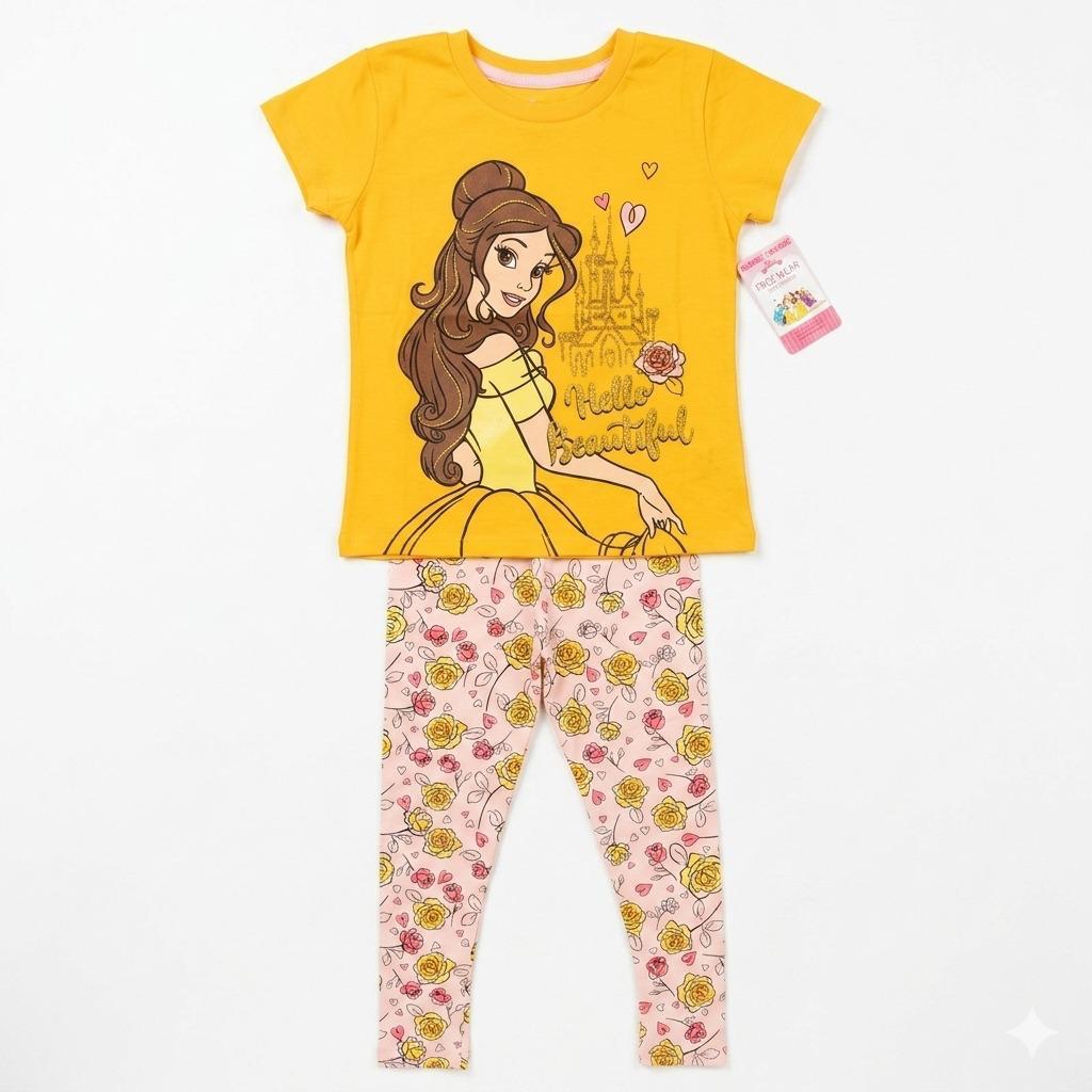 Princess Belle Yellow Girls Leggings Set